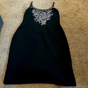 Kenar black dress with white stitching